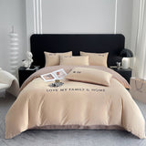 Contrast Color Pure Cotton Minimalist Bed Sheets Bedding Set - My Store
