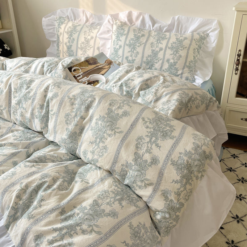 Four-piece Bed Set Washed Cotton Duvet Cover Sheets - My Store