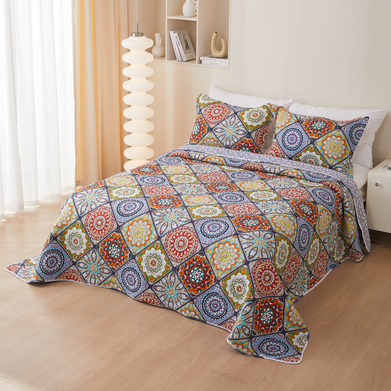 Cotton Twill Bedspread Quilted Bed Sheets Three Piece Set - My Store