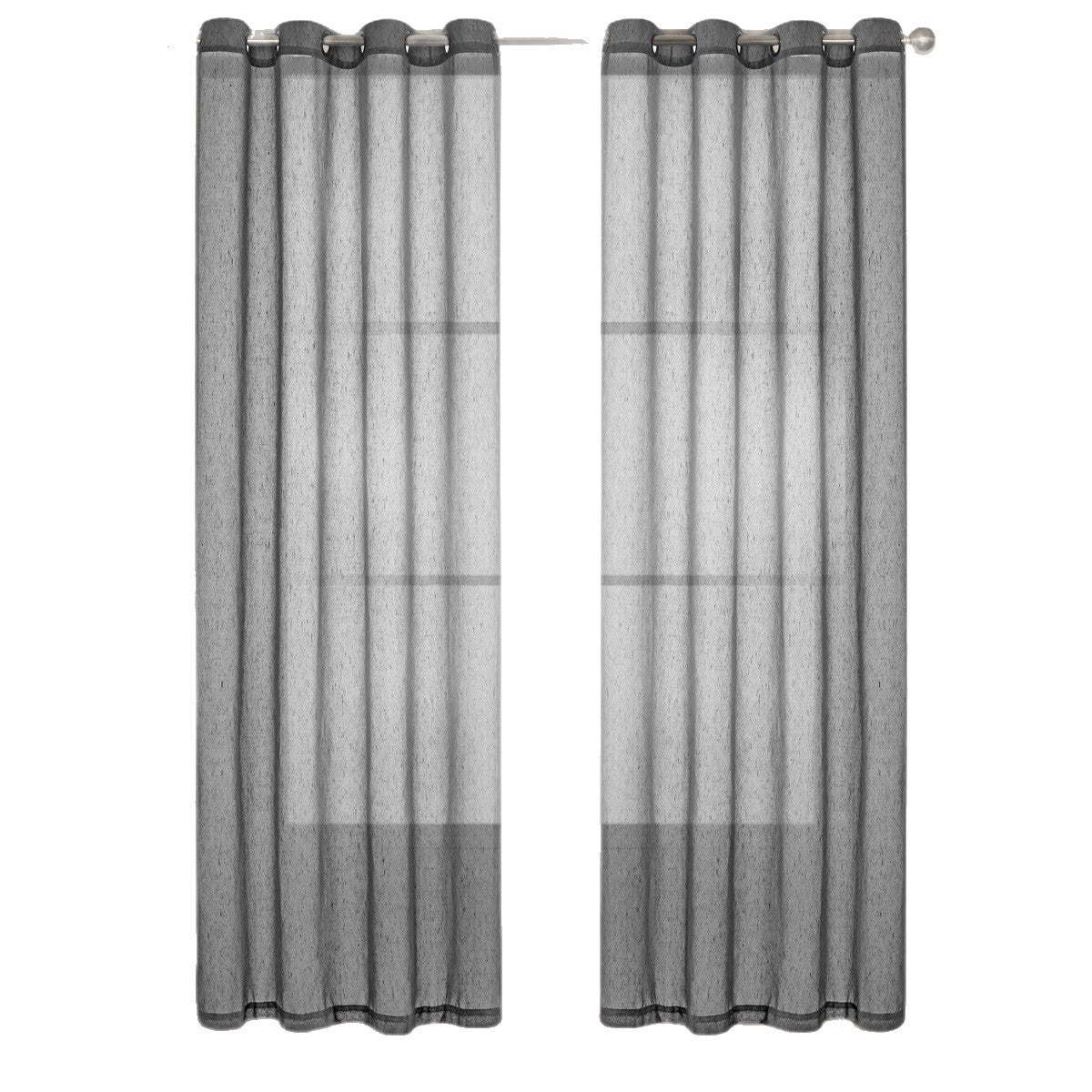 Faux Linen Grommet Sheer Curtains, Solid Color Semi Transparent Voile Curtain Panels, Modern Simple Window Drapes For Bedroom Living Room, Ready Made Home Window Curtain - My Store