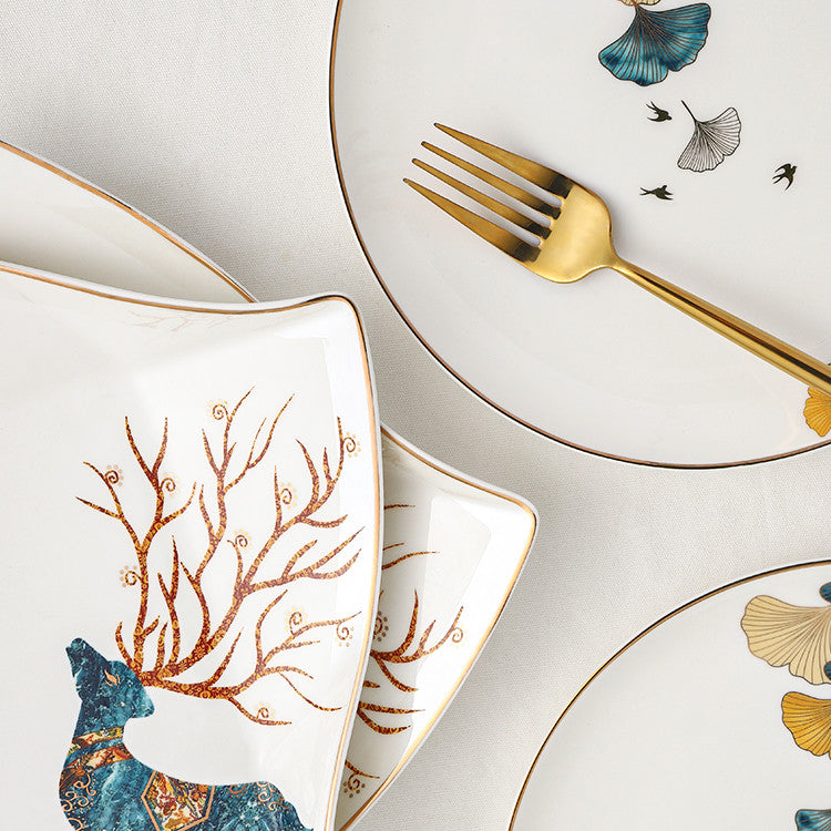 Dinner Plates Ceramic Steak Plate Web Porcelain - My Store