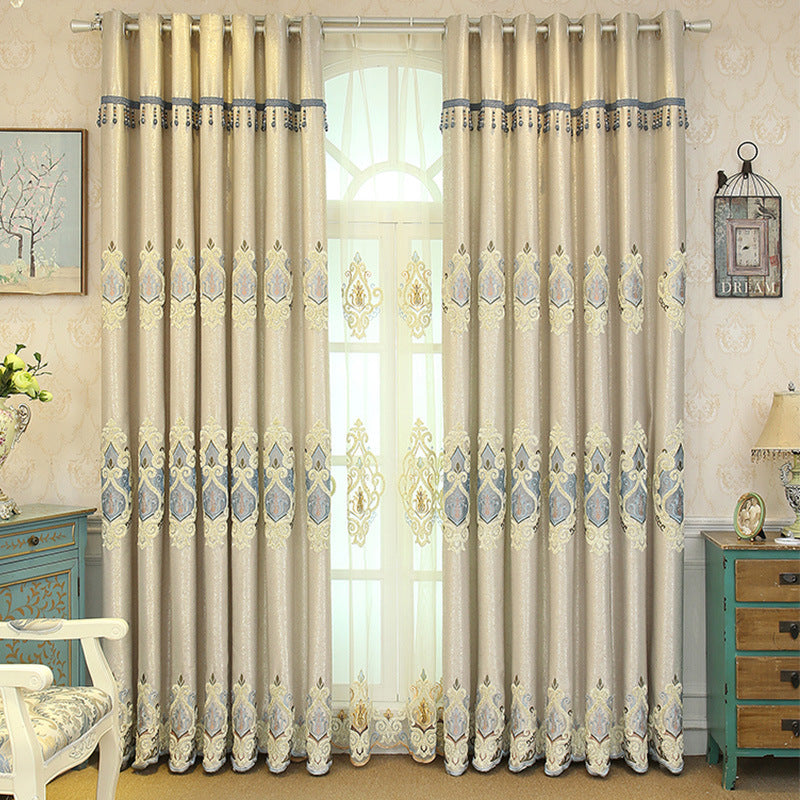 Crown European Embroidery Cloth Mesh Curtains Living Room Bedroom Simple - My Store