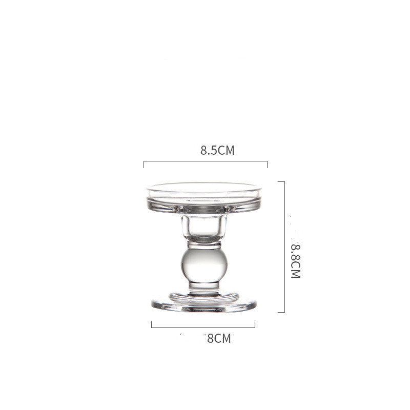 Glass Candle Holder Transparent Glass Set Candle Holder High Foot Crafts Wax Holder - My Store
