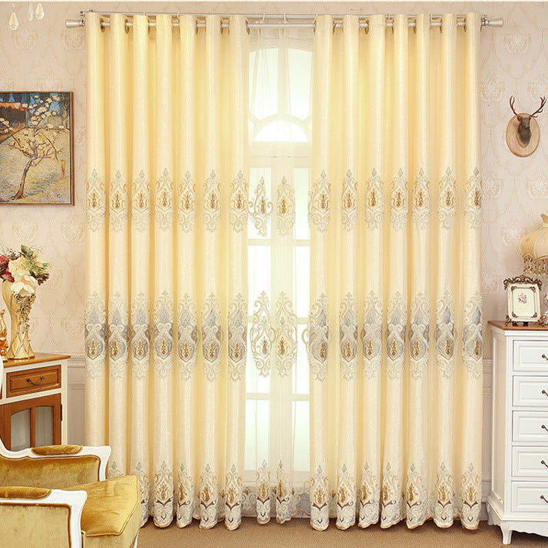 Crown European Embroidery Cloth Mesh Curtains Living Room Bedroom Simple - My Store