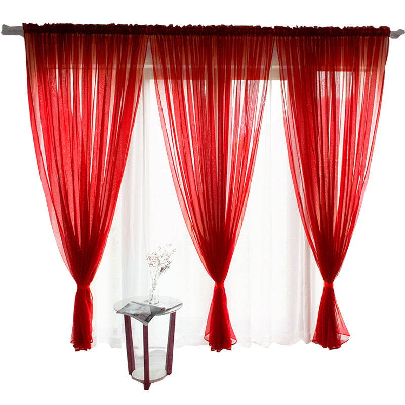 Solid Color Glass Mesh Curtains Transparent Color Ready-made Curtain Punch-free - My Store