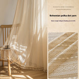 Wood Color Lace Mesh Curtains Living Room Bedroom - My Store