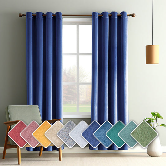 Solid-color Vintage Velvet Blackout And Heat-insulating Curtains For The Living Room Bedroom Or Study - My Store