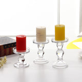 Glass Candle Holder Transparent Glass Set Candle Holder High Foot Crafts Wax Holder - My Store