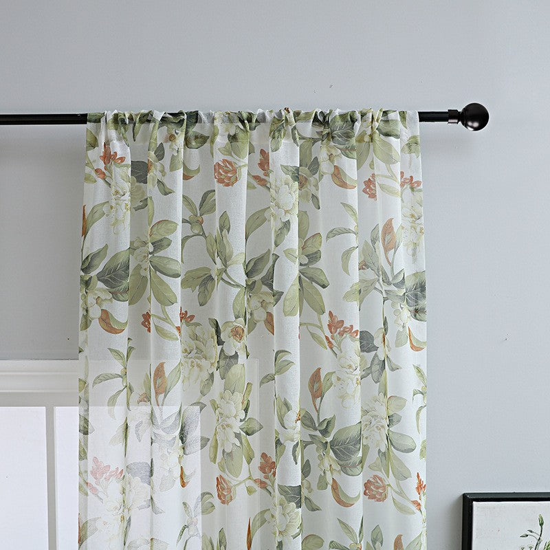 American-style Printed Cotton And Linen Window Sheer Small Curtains Semi-sheer Curtain Fabric - My Store