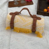 New Chessboard Plaid Knitted Thickened Camping Rugs Picnic Mat Fashion Tassel - My Store