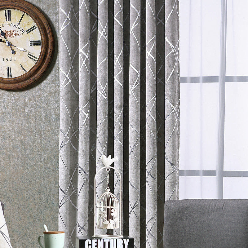Solid Color Simple Modern Light Luxury Living Room Chenille Blackout Curtains - My Store