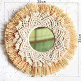 Hand-woven Raffia Mirror Wall Decoration - My Store