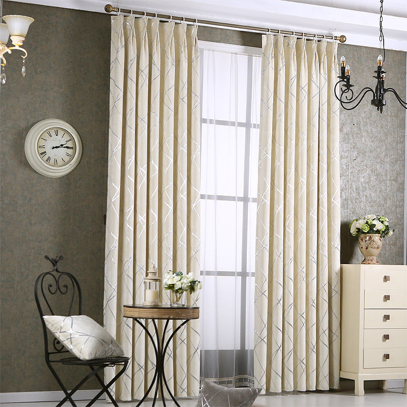 Solid Color Simple Modern Light Luxury Living Room Chenille Blackout Curtains - My Store