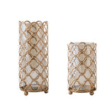 Hollow Out Glass Vases Golden Flower Arrangement Metal - My Store