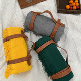 New Chessboard Plaid Knitted Thickened Camping Rugs Picnic Mat Fashion Tassel - My Store
