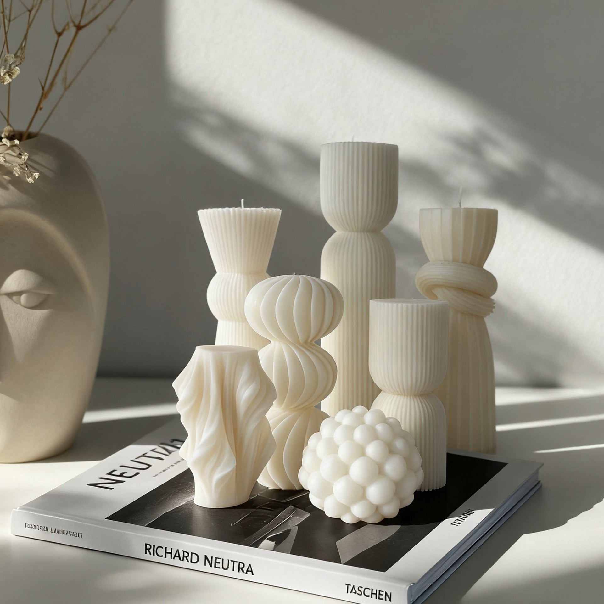 White Aromatherapy Candle Atmosphere Decoration Geometric Shape Candle - My Store