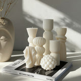 White Aromatherapy Candle Atmosphere Decoration Geometric Shape Candle - My Store
