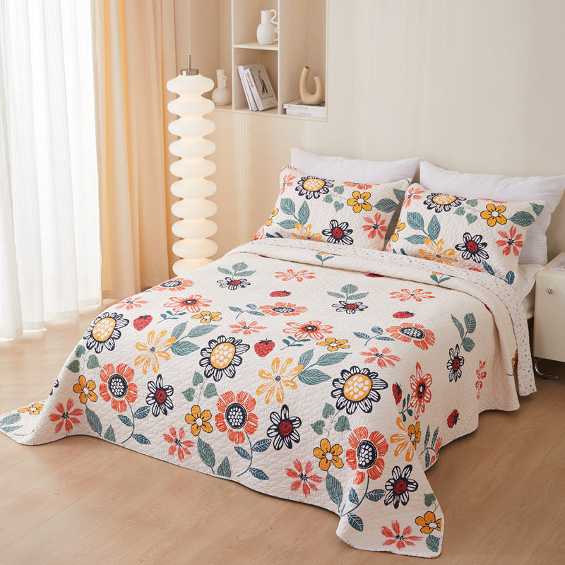 Cotton Twill Bedspread Quilted Bed Sheets Three Piece Set - My Store