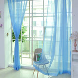 Solid Color Glass Mesh Curtains Transparent Color Ready-made Curtain Punch-free - My Store