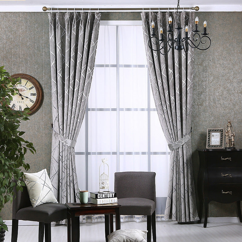 Solid Color Simple Modern Light Luxury Living Room Chenille Blackout Curtains - My Store