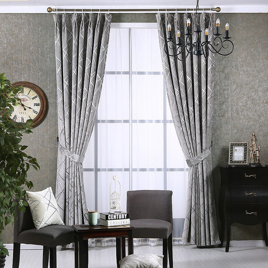 Solid Color Simple Modern Light Luxury Living Room Chenille Blackout Curtains - My Store