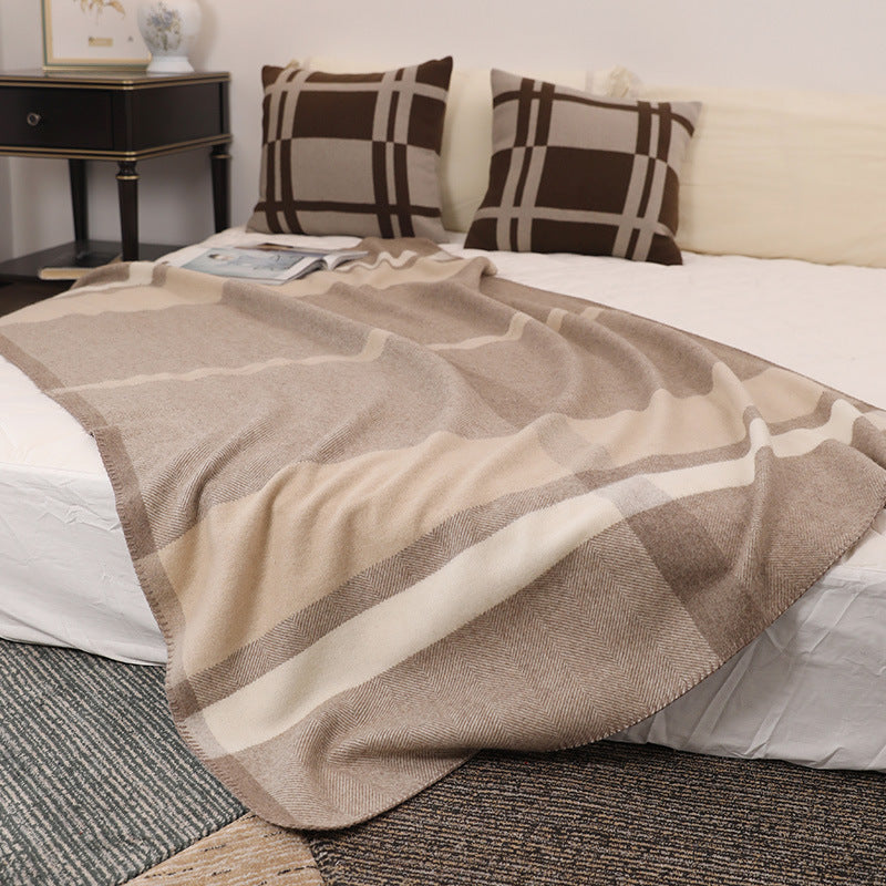 Wool Jacquard Twill Camping Rugs Casual Household Blanket - My Store