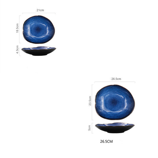 Western dishes household ceramic irregular flat plates - My Store
