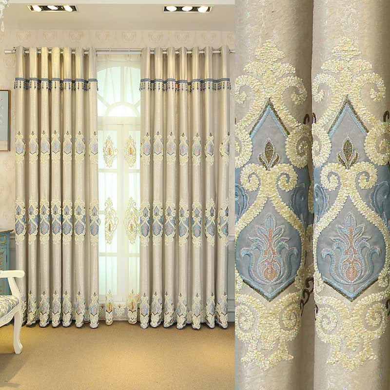 Crown European Embroidery Cloth Mesh Curtains Living Room Bedroom Simple - My Store
