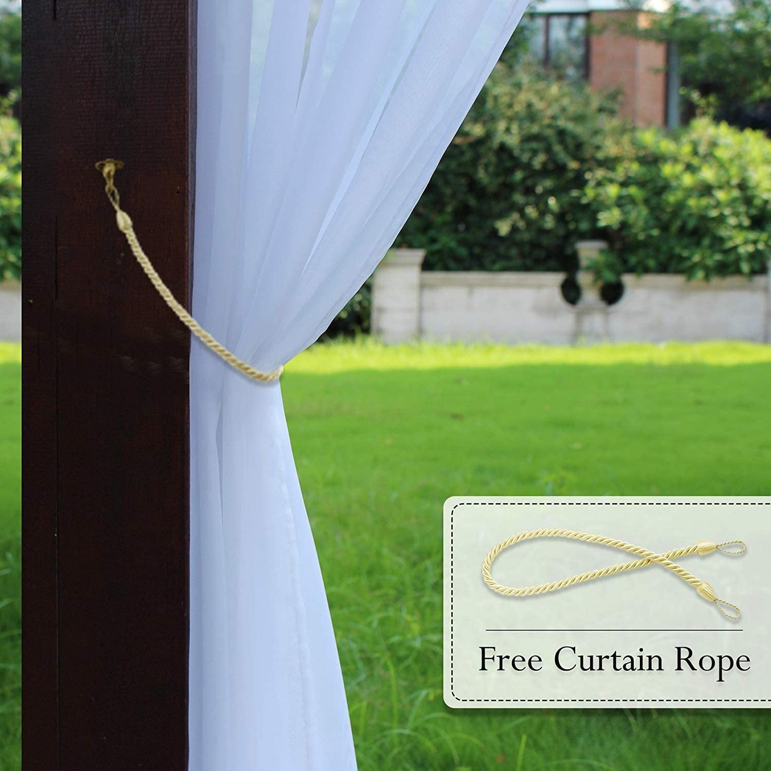 Outdoor Shading Door Curtain Waterproof Curtain Pavilion Balcony White Mesh Curtains Terrace Window Screen - My Store