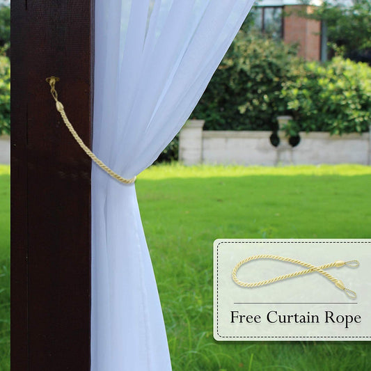 Outdoor Shading Door Curtain Waterproof Curtain Pavilion Balcony White Mesh Curtains Terrace Window Screen - My Store