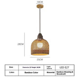 Dining Room Chandelier Retro Tea Room Living Room Bedroom Wooden Rattan Lamps - My Store