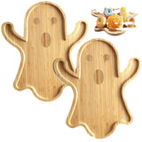 Halloween Ghost Wood Pan Plates Fruit Dishes Decorative Tray Dishes Funny Bamboo Wood Cheese Platter Tray For Candy Cookie Kitchen Gadgets - My Store