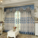 Blue Chenille Embroidered Curtains For Living Room Bedroom And Villa - My Store