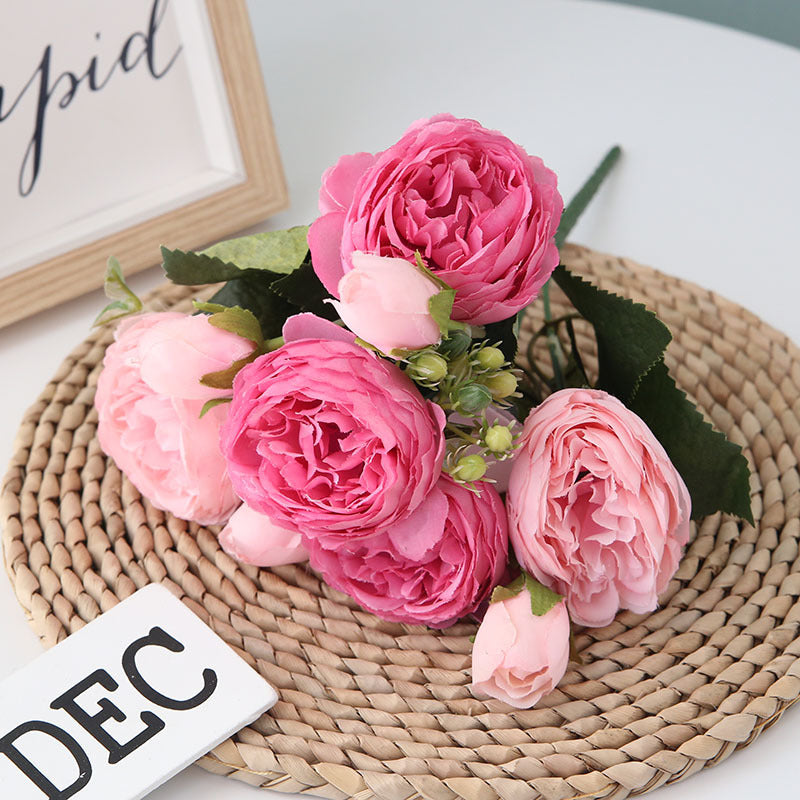 5 Philippos Roses Artificial Fake Flowers - My Store
