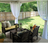 Outdoor Shading Door Curtain Waterproof Curtain Pavilion Balcony White Mesh Curtains Terrace Window Screen - My Store