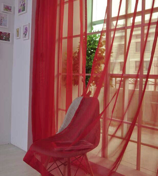Solid Color Glass Mesh Curtains Transparent Color Ready-made Curtain Punch-free - My Store