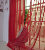 Solid Color Glass Mesh Curtains Transparent Color Ready-made Curtain Punch-free - My Store
