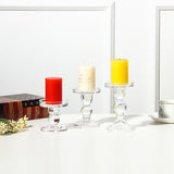 Glass Candle Holder Transparent Glass Set Candle Holder High Foot Crafts Wax Holder - My Store