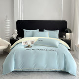 Contrast Color Pure Cotton Minimalist Bed Sheets Bedding Set - My Store
