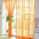 Solid Color Glass Mesh Curtains Transparent Color Ready-made Curtain Punch-free - My Store