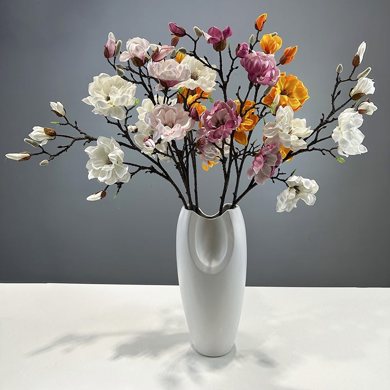 EVA Large Magnolia Artificial Multi-Bud Magnolia Flowers Fake Flowers - My Store