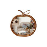 Handmade Rattan Retro Round Mirror Apple Mirror Household Make-up Mirror Wall Hanging Porch Decoration - My Store