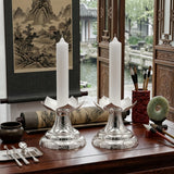 925 Sterling Silver Elegant Silver Lotus Flower Candle Holders with Intricate Engraved Bases, Set of Two - Handicraft - My Store