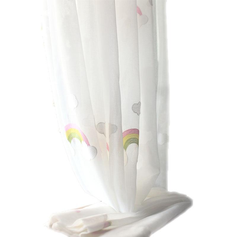 Children's Rainbow Gauze Curtains With Pastoral Embroidery - My Store