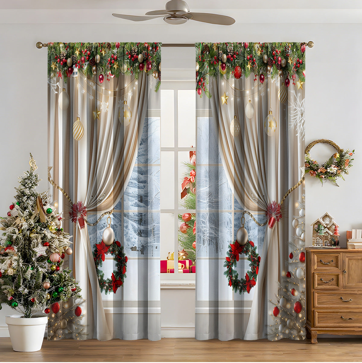 3D Digital Printed Christmas Curtains - My Store